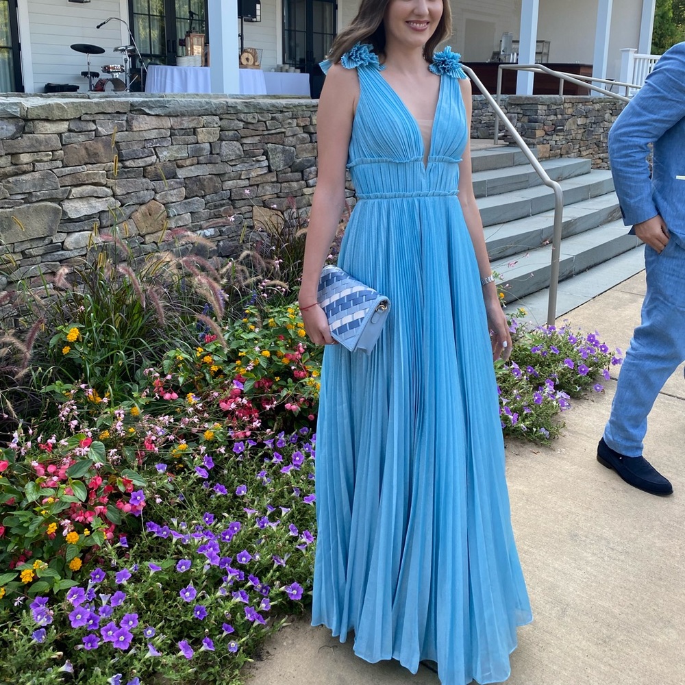 Basix Black Label Pleated baby blue gown